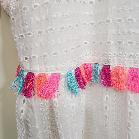 Andree by unit eyelet short sleeve shirt with neon tassel detail woman's size 1X - Picture 8 of 9